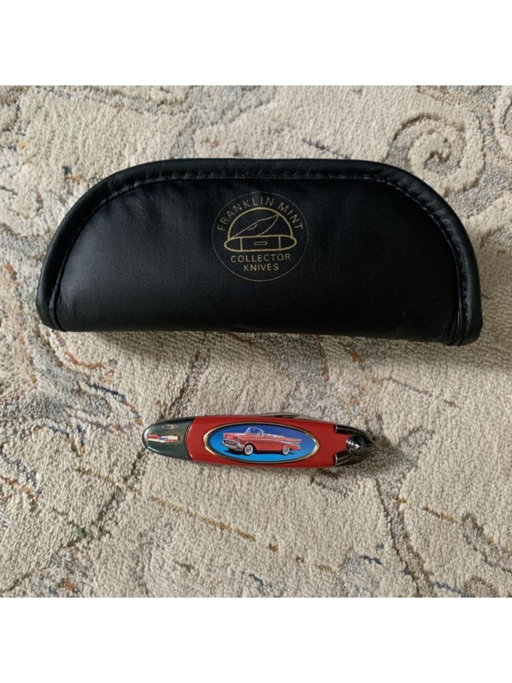 1957 Chevy Bel Air Folding Knife Collector Franklin Mint W/ Pouch Chevrolet